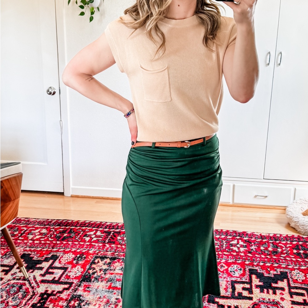NEW Belle Poque Women's Bodycon Pencil Skirt with Belt Knee Length size SM